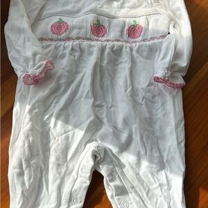 Petit Bebe pink pumpkin onesie 9 months